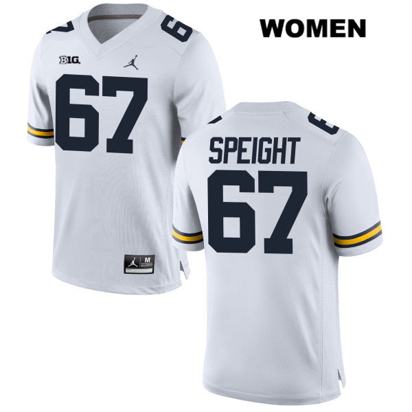 Women's NCAA Michigan Wolverines Jess Speight #67 White Jordan Brand Authentic Stitched Football College Jersey VG25P61QC